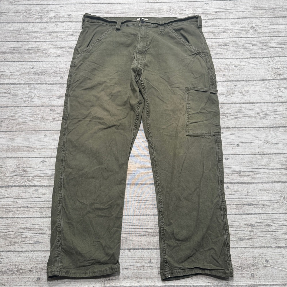 Levi's Carpenter Pants Men's 38x30 Olive Green Straight Canvas Utility Outdoor